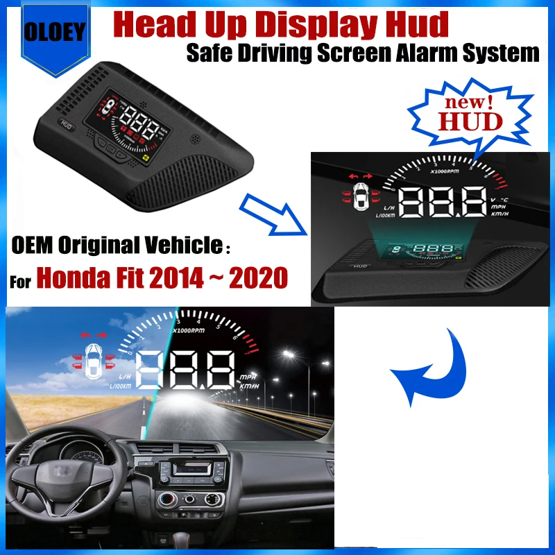 OEM Head Up Display HUD For Honda Fit 2014 2015 2016 2017 ~ 2020 Safe Driving Screen Alarm System Car Electronic Accessories