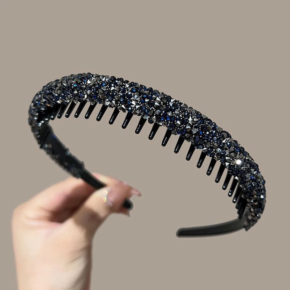 Luxus Kristall Perlen Haarbänder Frauen Mädchen Kopfbedeckung Zahn Elastische Stirnbänder Glänzende Haarreifen Zubehör – Detail 23