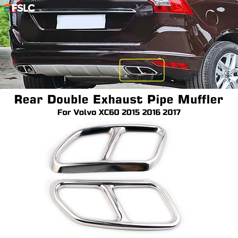 

⭐ Оригинальный ⭐ Задний двойной глушитель выхлопных газов для Volvo XC60 2015-2017, насадка на выхлопную трубу, выходной патрубок глушителя