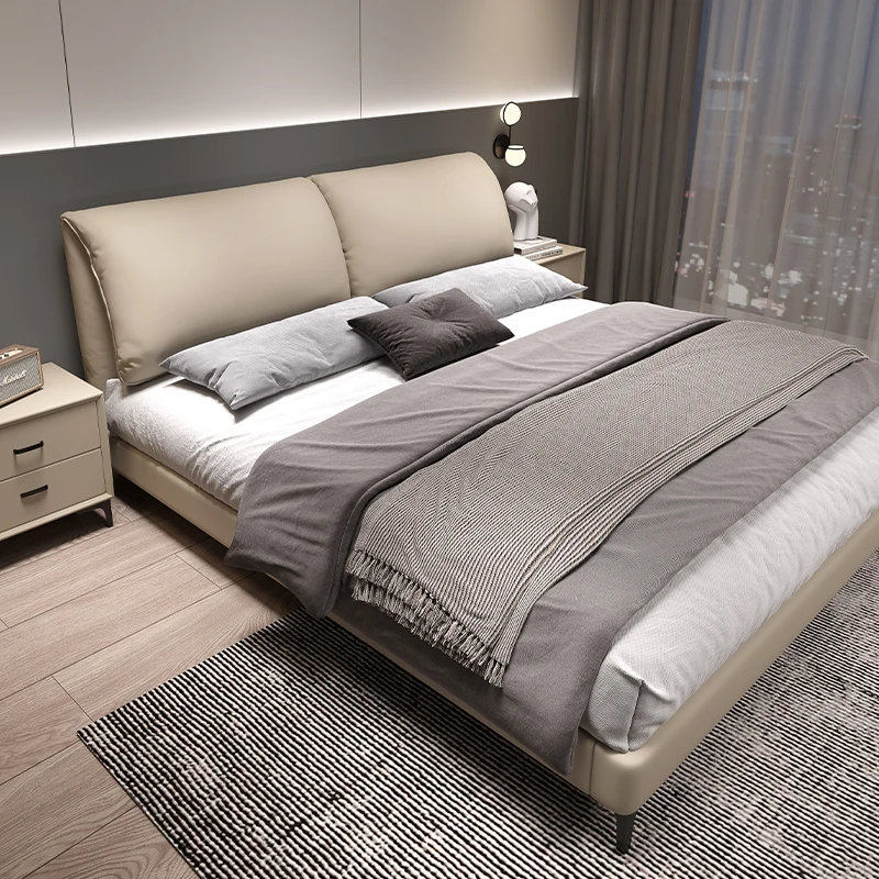 Leather Modern Double Bed Minimalist Simple Luxury Storage Double Bed Modern Mattress Camas Matrimoniales Bedroom Furniture Set