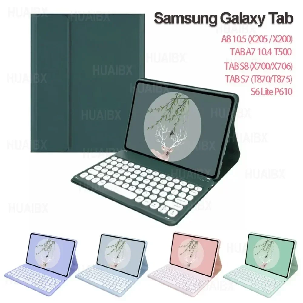 

For Samsung Galaxy Tab A8 10.5 X200 case,Tablet Case for A7 10.4in T500 Tab S6 Lite 10.5in,Bluetooth Keyboard cover S7 S8 11in