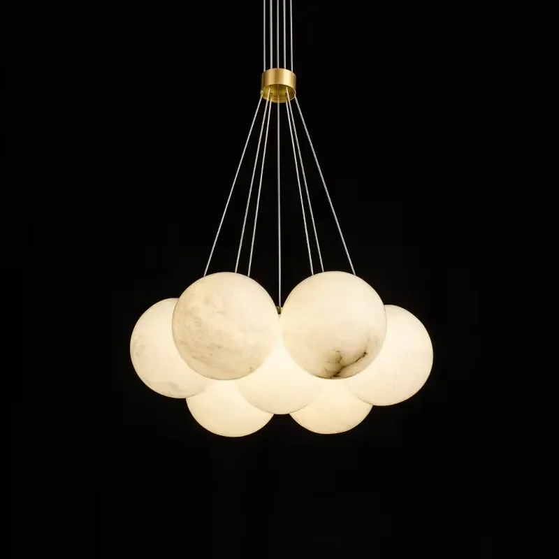 JYLIGHTING Modern Design Alabaster Pendant Light Chandelier Customized Copper Marble Switch Control AC Power Source Living