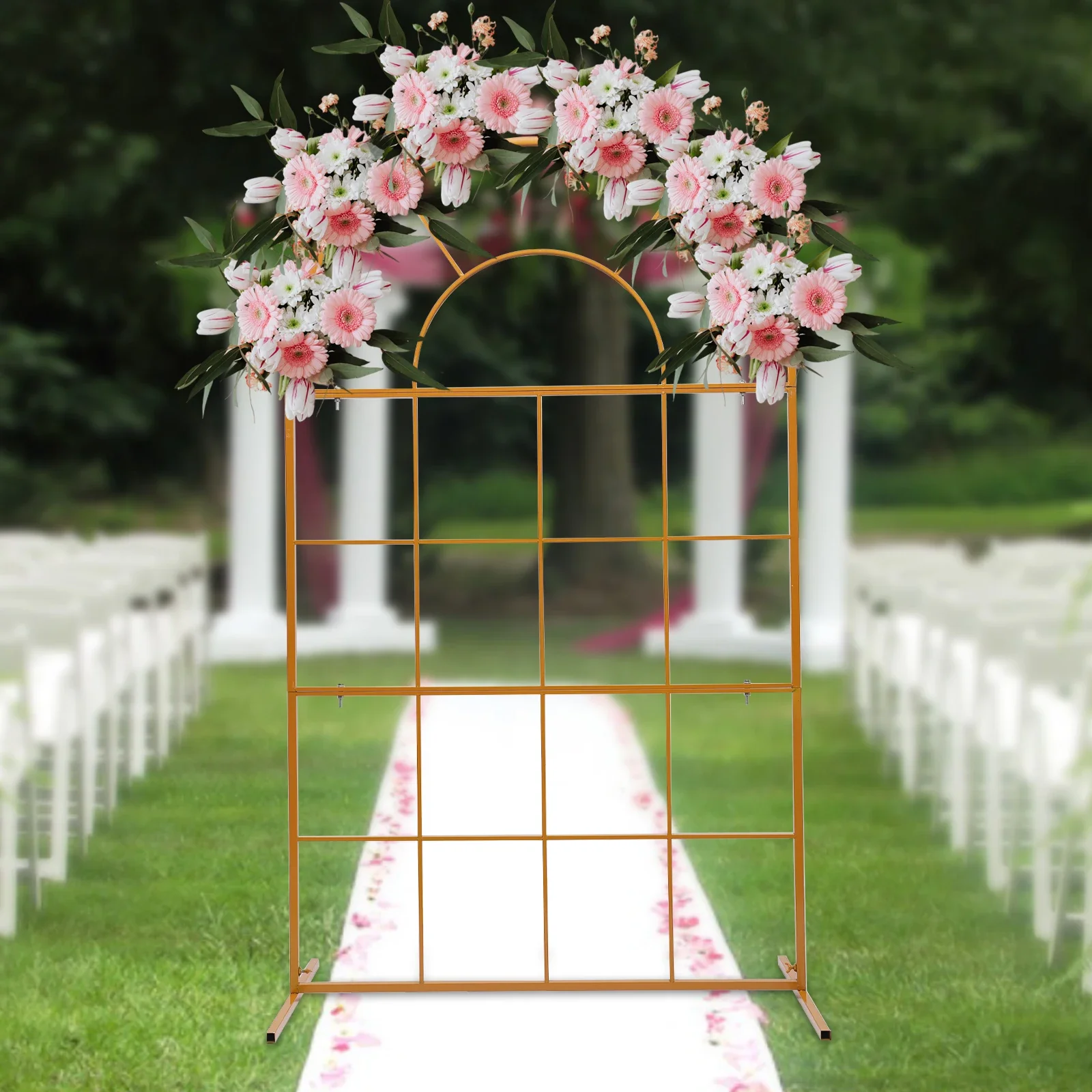 Gold Metal Wedding Arch Backdrop Stand 6.6ft Garden Holder Rack Arch Stand Wedding Party Decor Frame