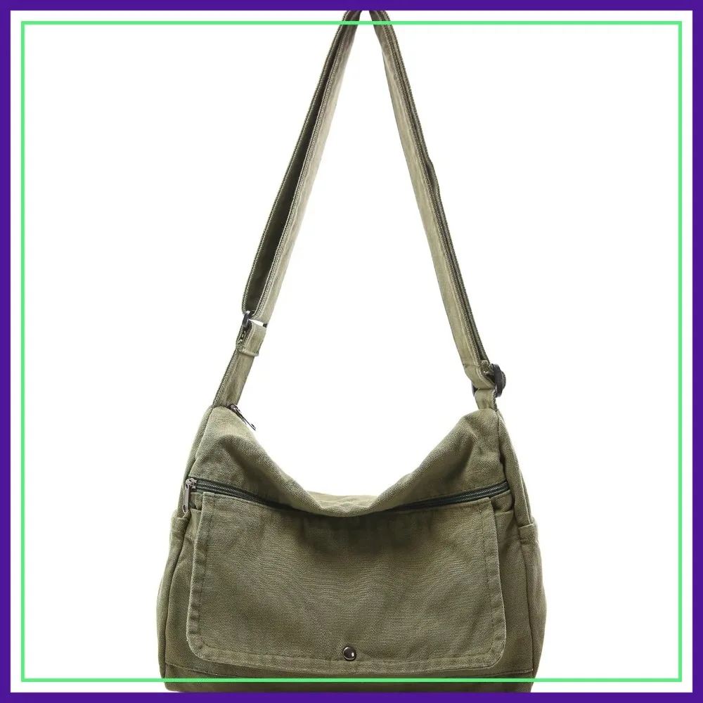 

Canvas Messenger Bag for Women Hobo Crossbody Shoulder Bag Vintage Satchel Tote Handbag with Multiple Pockets