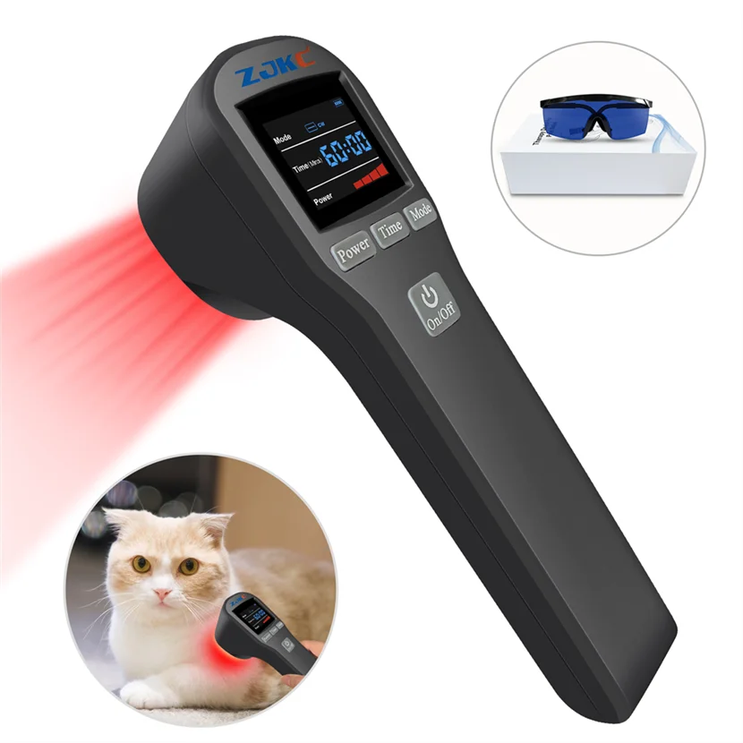 ZJKC Cold Laser Device for Vets 650nmx16+808nmx4 Handheld Laser Therapy for Tendon Injuries Acute And Chronic Pain for Dogs Pets