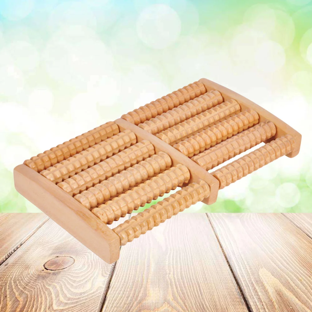 

6 Row Foot Massager Roller Wooden for Arch and Heel Relief Stress Reduction Rolling Design Natural Wood Foot
