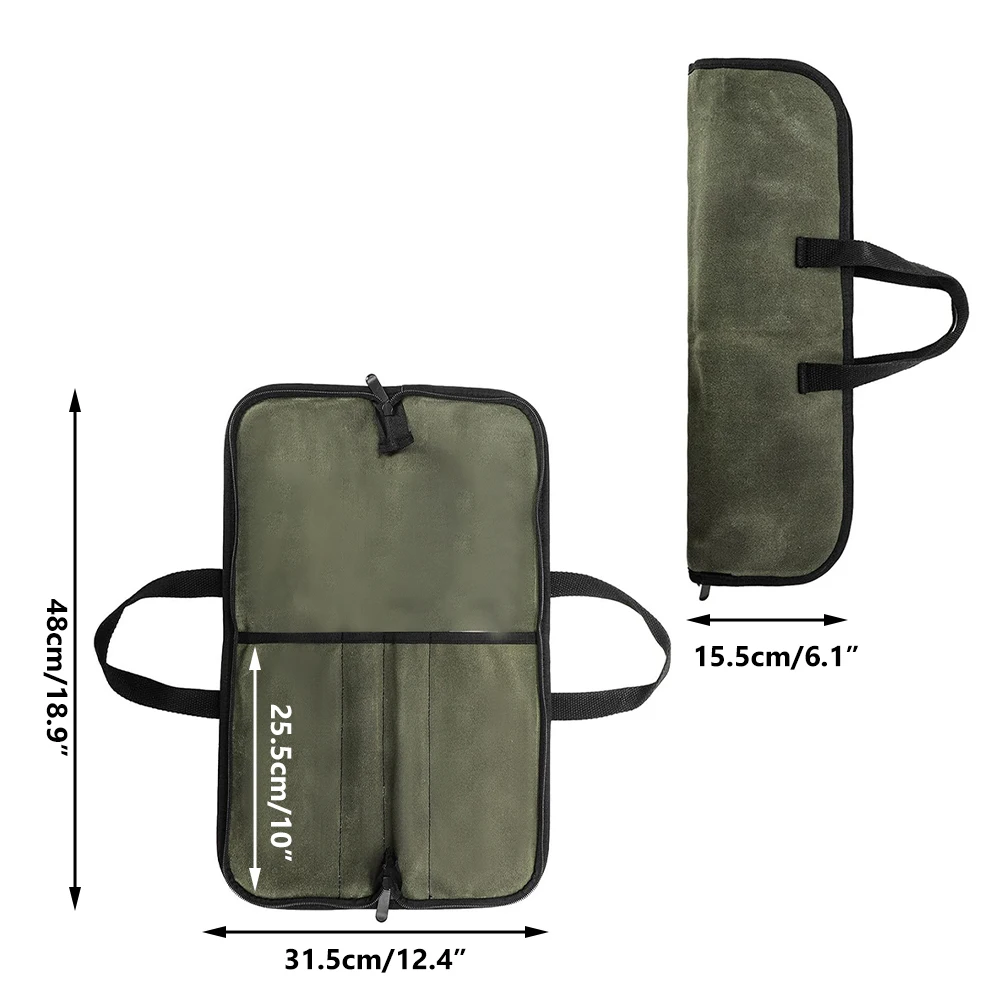 Waxed Canvas Knife Roll Bag Multi Slots Portable Chef Knife Storage Case Tactical Carry Bag Knife Bag for Cooking Camping Tools - view 2