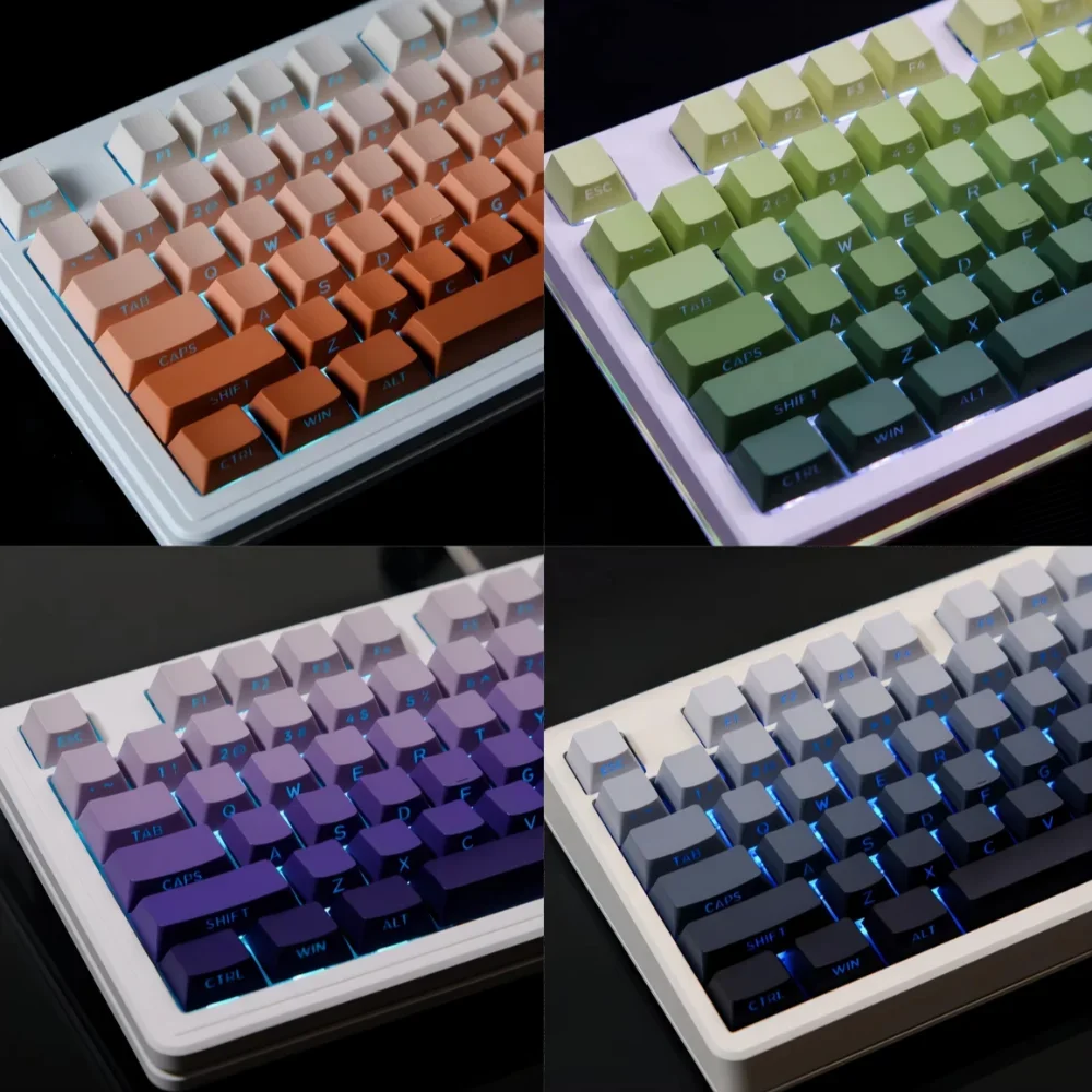 130 Keys Side Engraved Translucent PBT Keycaps OEM Contour for Wooting Cherry MX Gamer Mechanical Keyboards