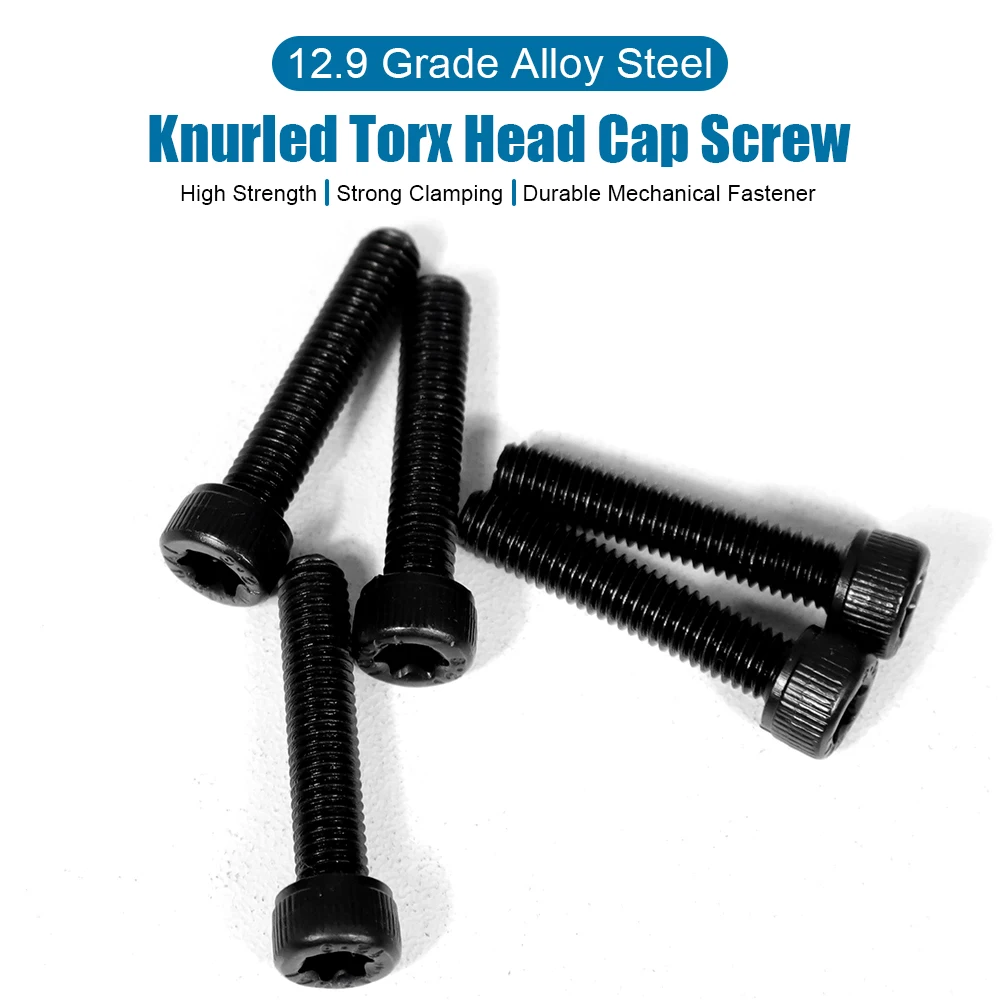 Torx Cylindrical Head Knurled Machine Screw Black Carbon Steel M3 M4 M5 M6 M8 Six-Lobe Star Cap Head Screw 12.9 Grade