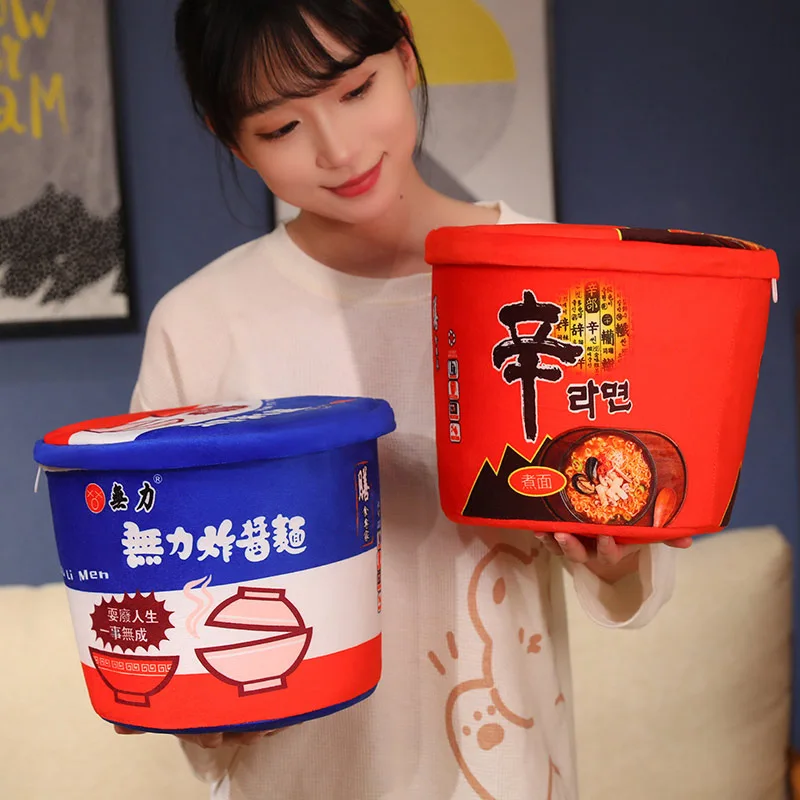 Creative Simulation Instant Noodle Bucket Blanket Two-in-One Pillow Cushion Nap Blanket Boyfriend Birthday Gift Wholesale