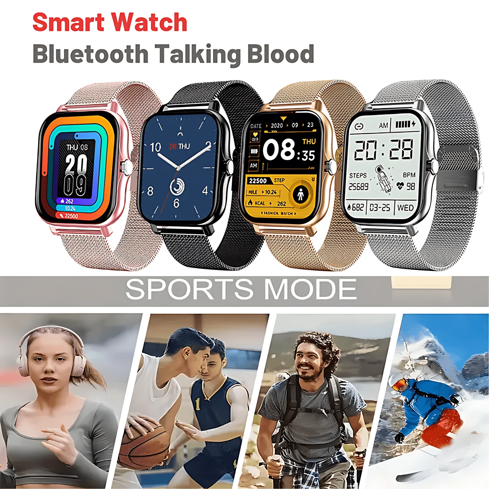 

2025 Holiday Gift Smart Watch,IPX4 Blood Oxygen/Blood Pressure Tracking, Bluetooth Calling, HD Touch Screen for Men Women