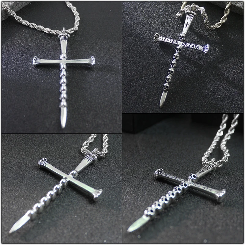 الهيب هوب خمر الجمجمة الصليب قلادة قلادة اكسسوارات الديكور هالوين هدية شبح رئيس القلائد الطويلة سلسلة عنق حلية