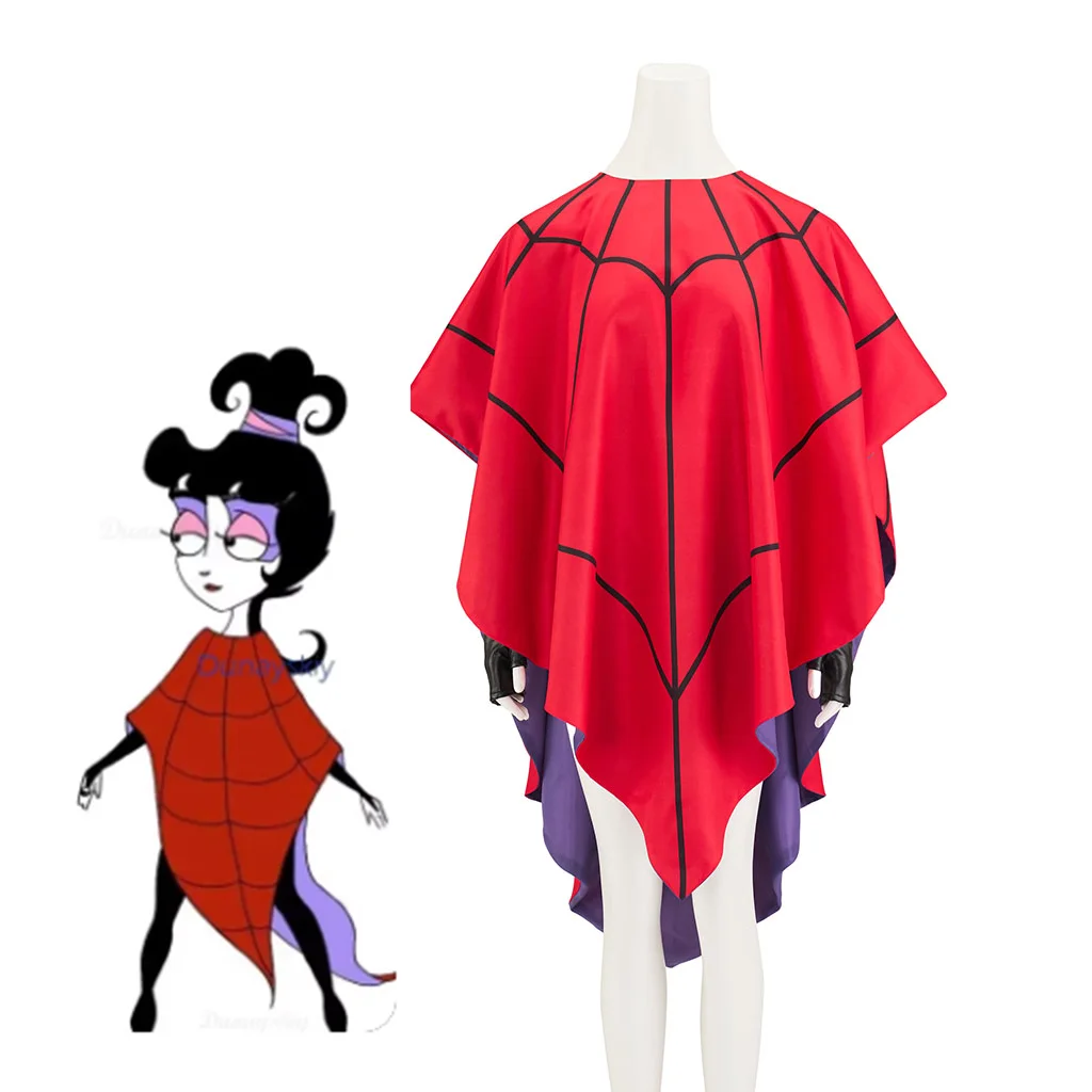 Lydia Deetz Cosplay Costume Clothes Underworld Archmage Cosplay Spider Web Striped Printed Cloak Cosplay Anime Halloween Costume