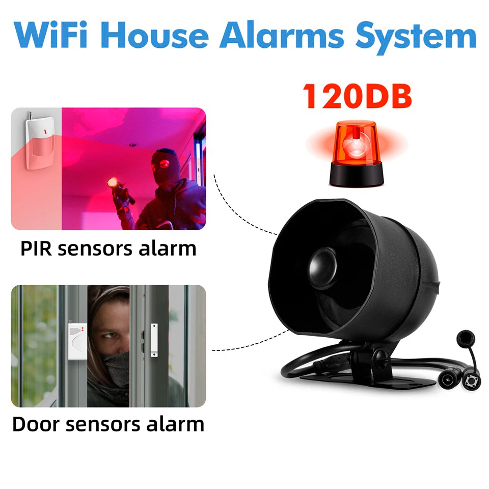 Tuya WIFI Anti Theft ALARM Kit ไร้สาย Loud 120dB ALARM Detector เซ็นเซอร์ประตูไซเรนลําโพงระบบรักษาความปลอดภัยสมาร์ท Hom