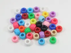 200 Acrylic Barrel Pony Beads 9X6mm Various Colour for Kids Craft Kandi Bracelet