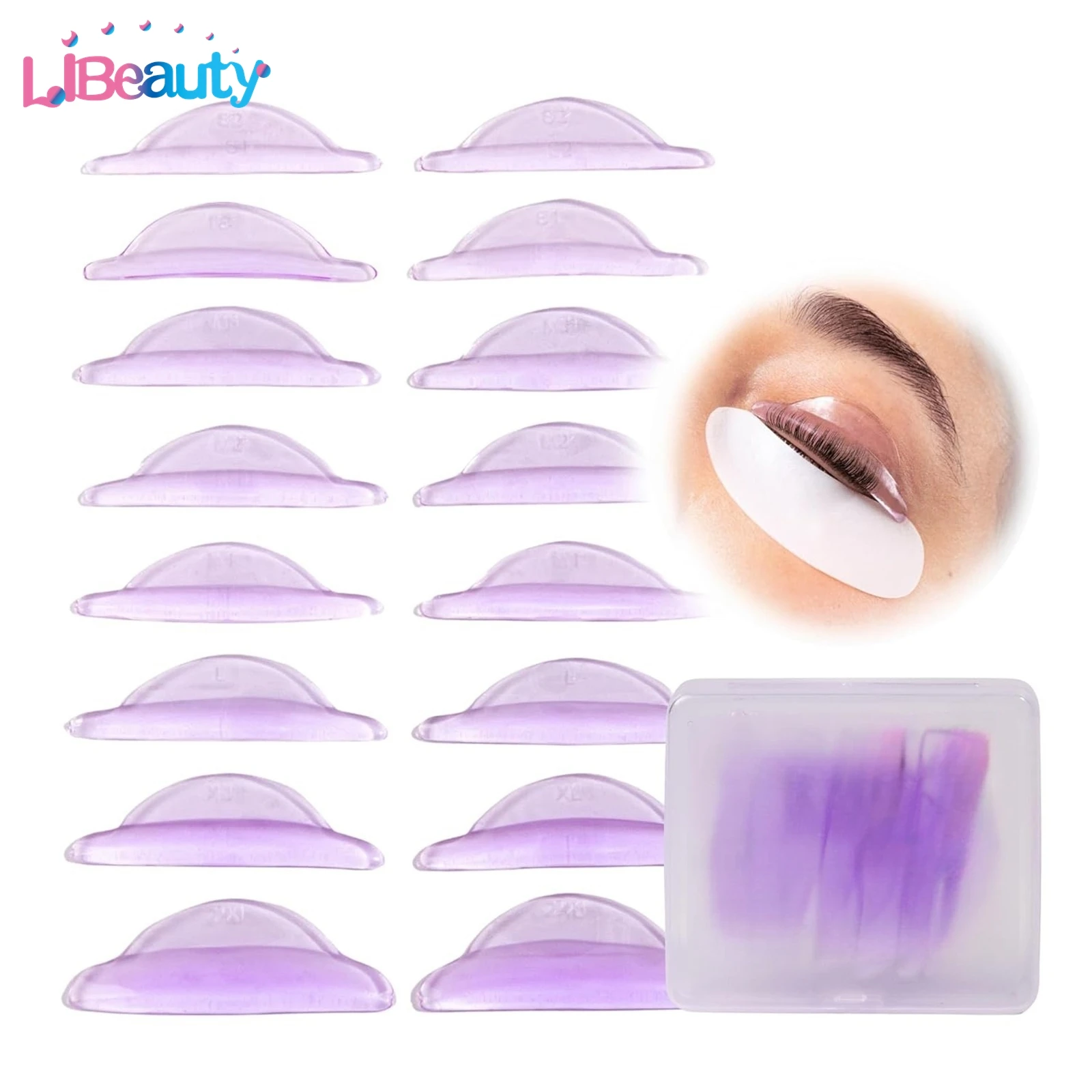 Libeauty 16個入り グルーフリー シリコン製まつげロッドパッド 粘着性まつげリフトシールド リフティング3Dまつげカーラー メイクアップツール＆アクセサリー