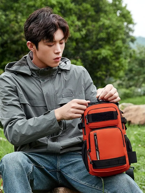 Men Oxford Sling Bag Waterproof Chest Crossbody Backpack Outdoor Travel Hiking Fishing Shoulder Pack Tactical Multi Pocket