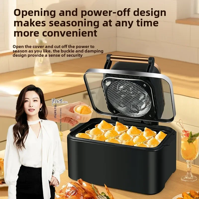 12L large capacity visual air fryer household use without flip-on full chicken electric oven LCD touch screen