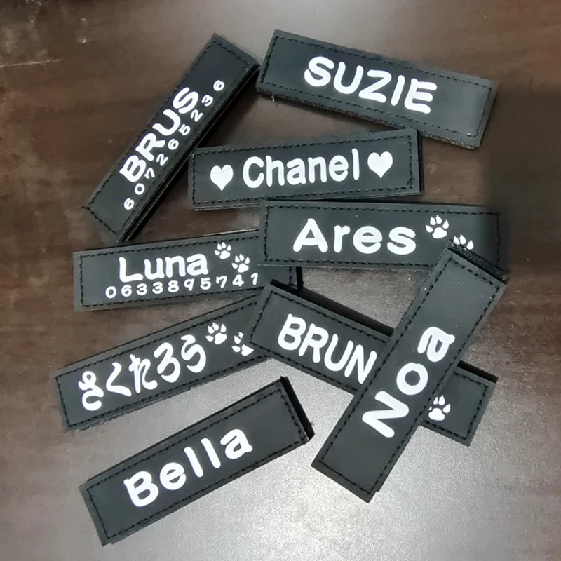Etiqueta personalizada de PU para nombre de Perro, 2 piezas, para JULUS K9, arnés de identificación