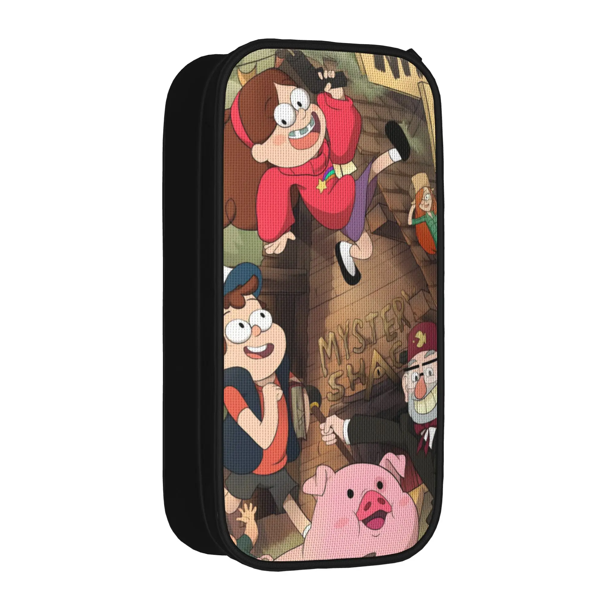 Large Capacity Pencil Case G-Gravity Falls Office Supplies  Double Layer Pencil Case Stationery Women Make Up Bag Gift
