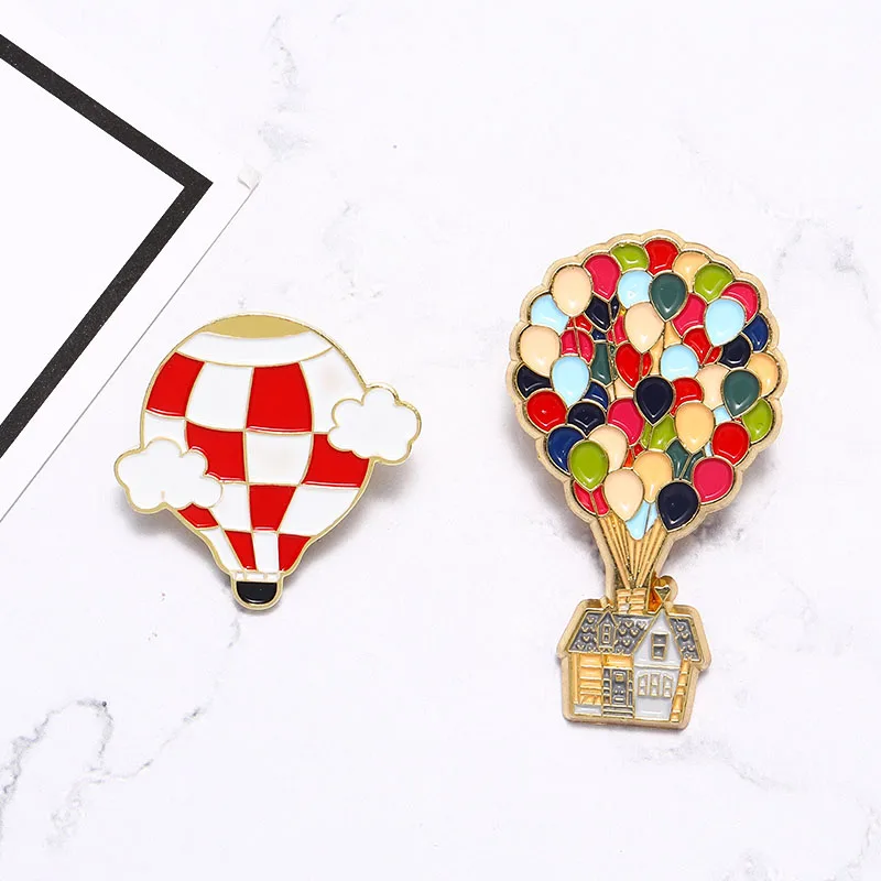 Colourful Hot Air Balloon Pins Cartoon Movie Up Enamel Pin Brooch Metal Badges Accessories Lapel Pins Jewelry