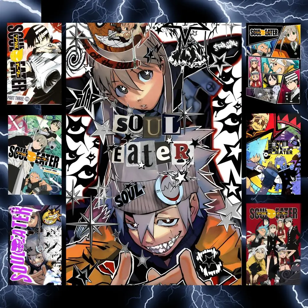 Dark Anime S-Soul Eater Poster Self-Adhesive Wall Art Poster HD Waterproof PP Bedroom Cafe Gym Home Decor Gift