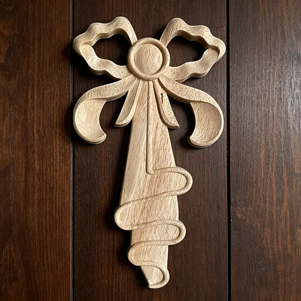 Solid Wood European Style Woodcarving Decal Home Furniture Carved Applique Window Door Decor Wooden Figurines Crafts