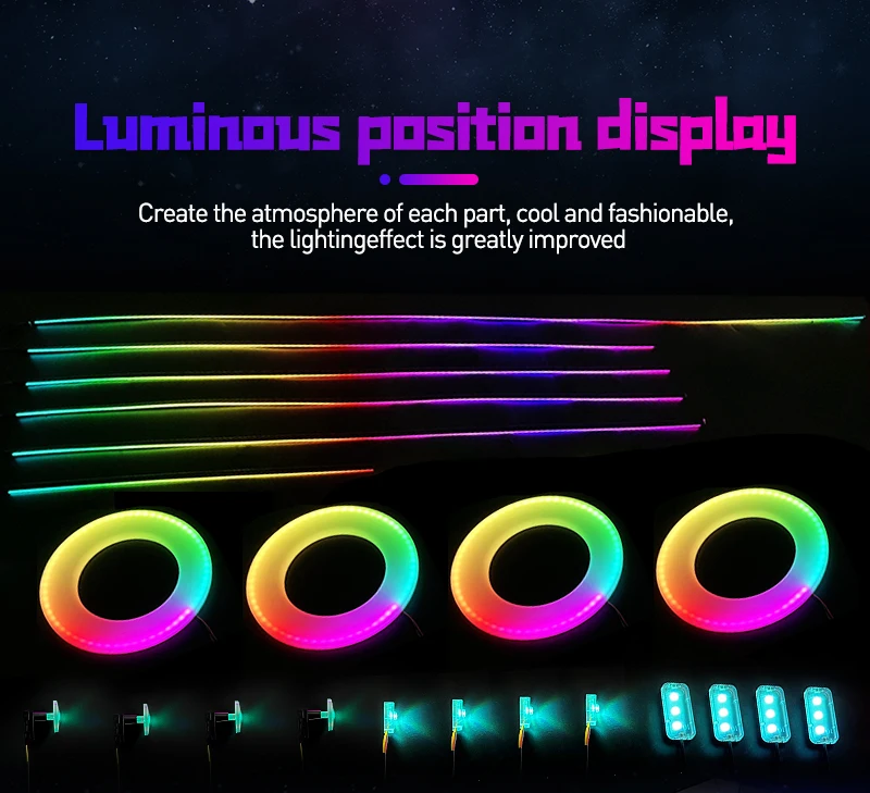 22 in 1 18 in 1 64 Farben RGB Symphony Car Atmosphere Interior LED Acryl Guide Fiber Optic Universal Dekoration Umgebungslichter – Detail 7