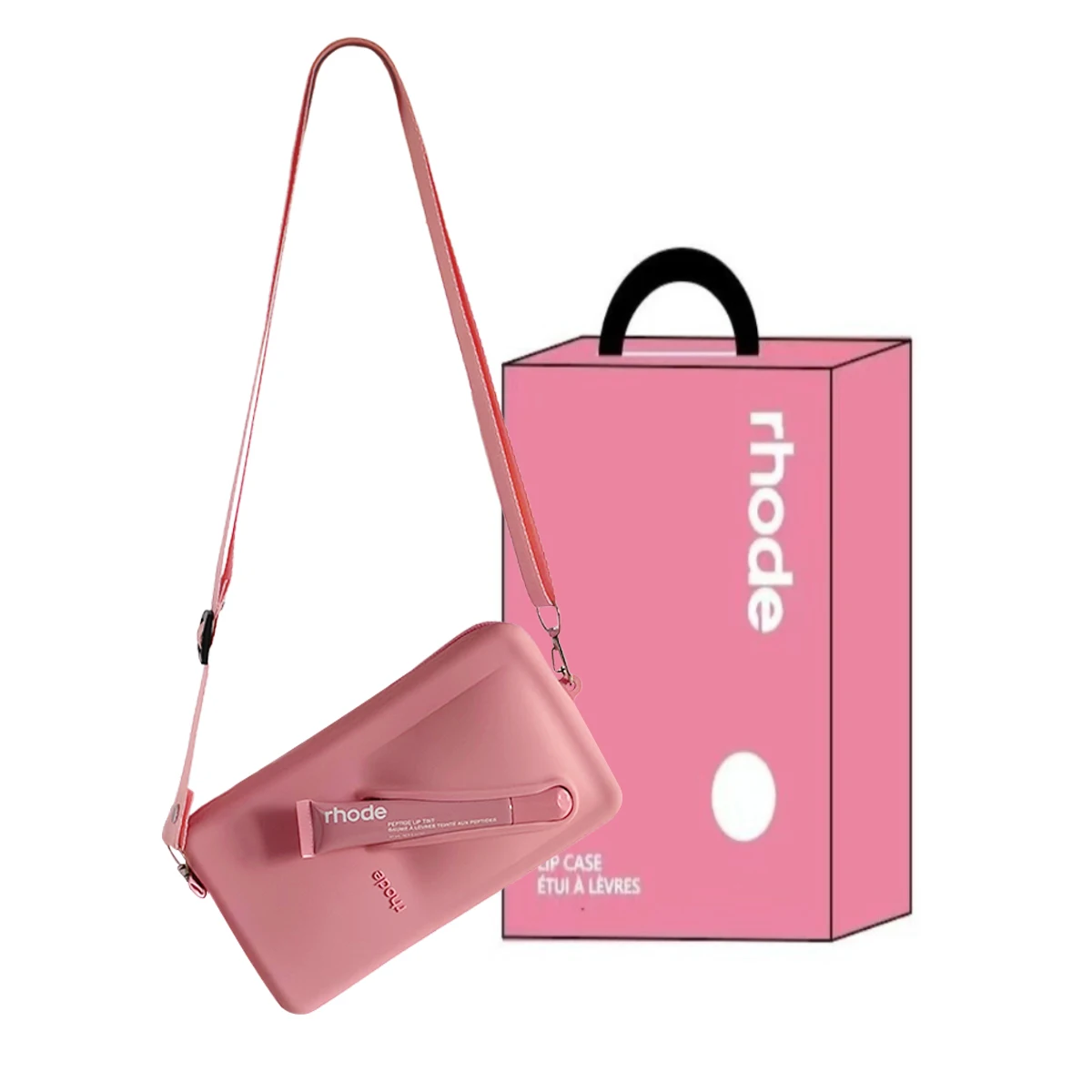 

Original Adjustable Shoulder Wrist Strap Silicone Case Women's Bag for IPhone 16 16E 15 14 13 12 11 Makeup Bag with Lipstick Set