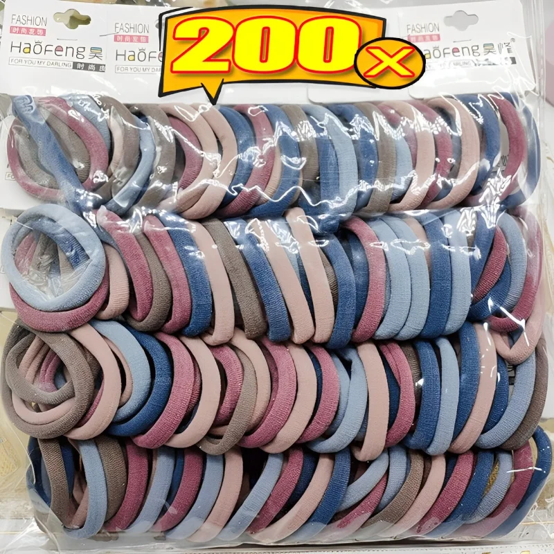 100/150/200PCS Colorful Basic Nylon Ealstic Hair Ties for Girls Ponytail Hold Scrunchie Rubber Band Kid Fashion Hair Accessories