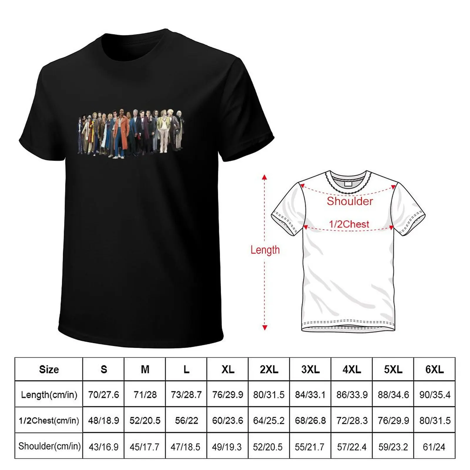 The 17 Drs Whos lineup T-Shirt Big Size Loose Fit Tee Shirt
