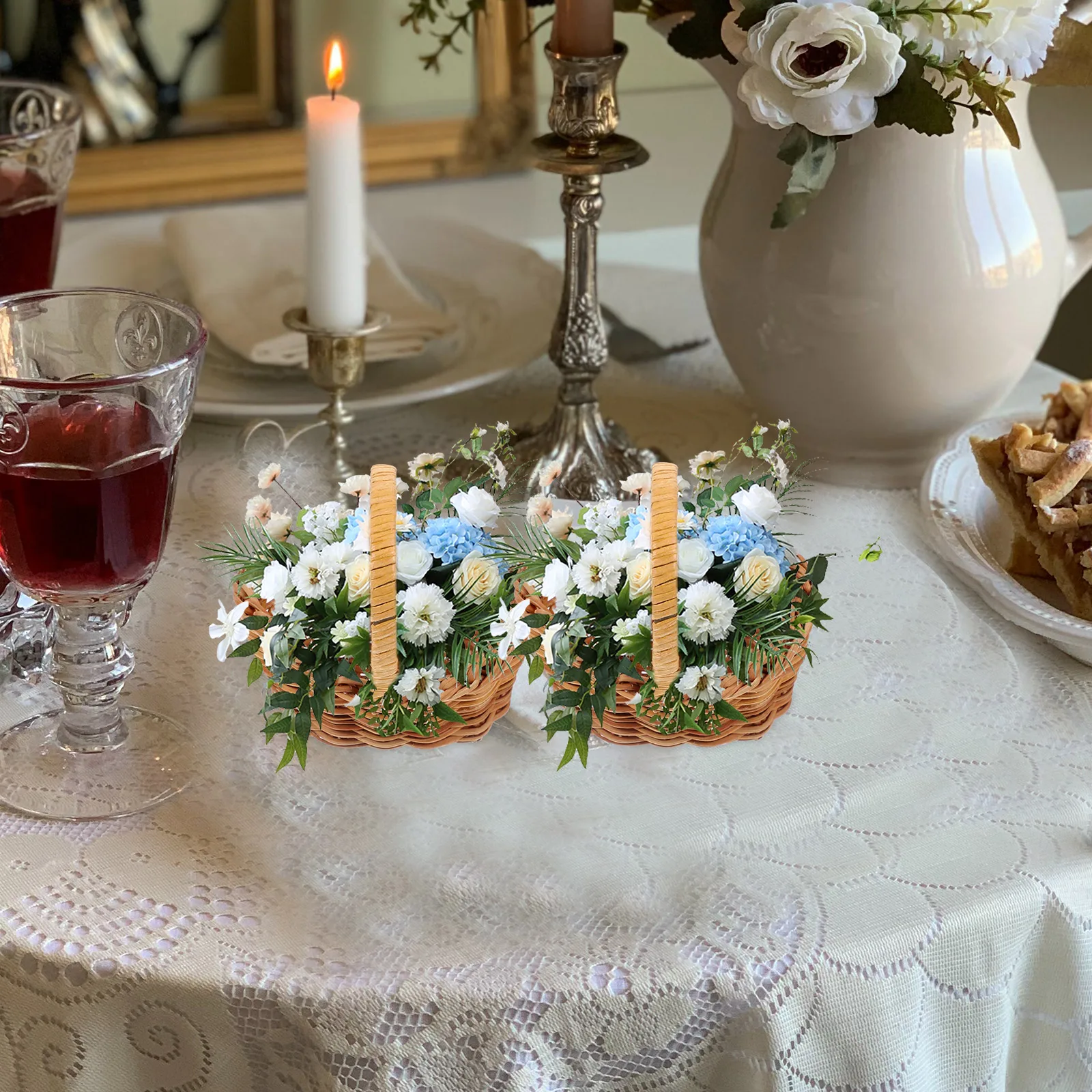 

4pcs Woven Set Tiny Flower Basket Decor Home Garden Office Wedding Tiny Woven Baskets Small Rattan Storage Baskets