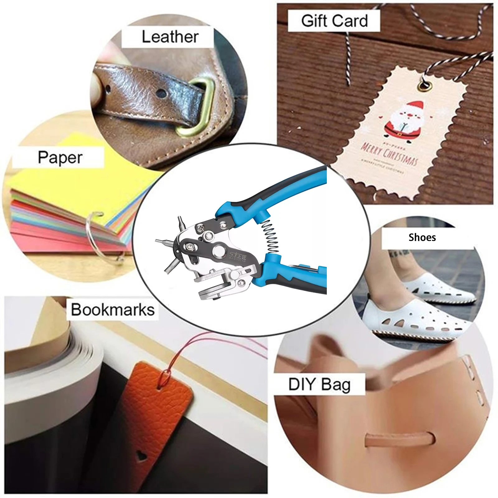 φ2/2.5/3/3.5/4.8/4.5mm Leather Hole Punch, Revolving Hand Belt Circular Punching Plier