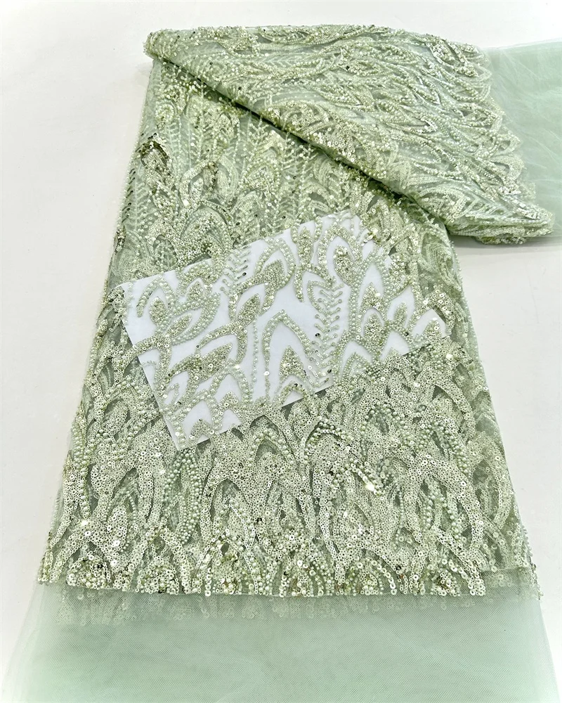 Africa Nigerian Beaded French Mesh Lace With Sequins High Quality 2025 Embroidery Lace Sequins Lace For Wedding Dresses Women