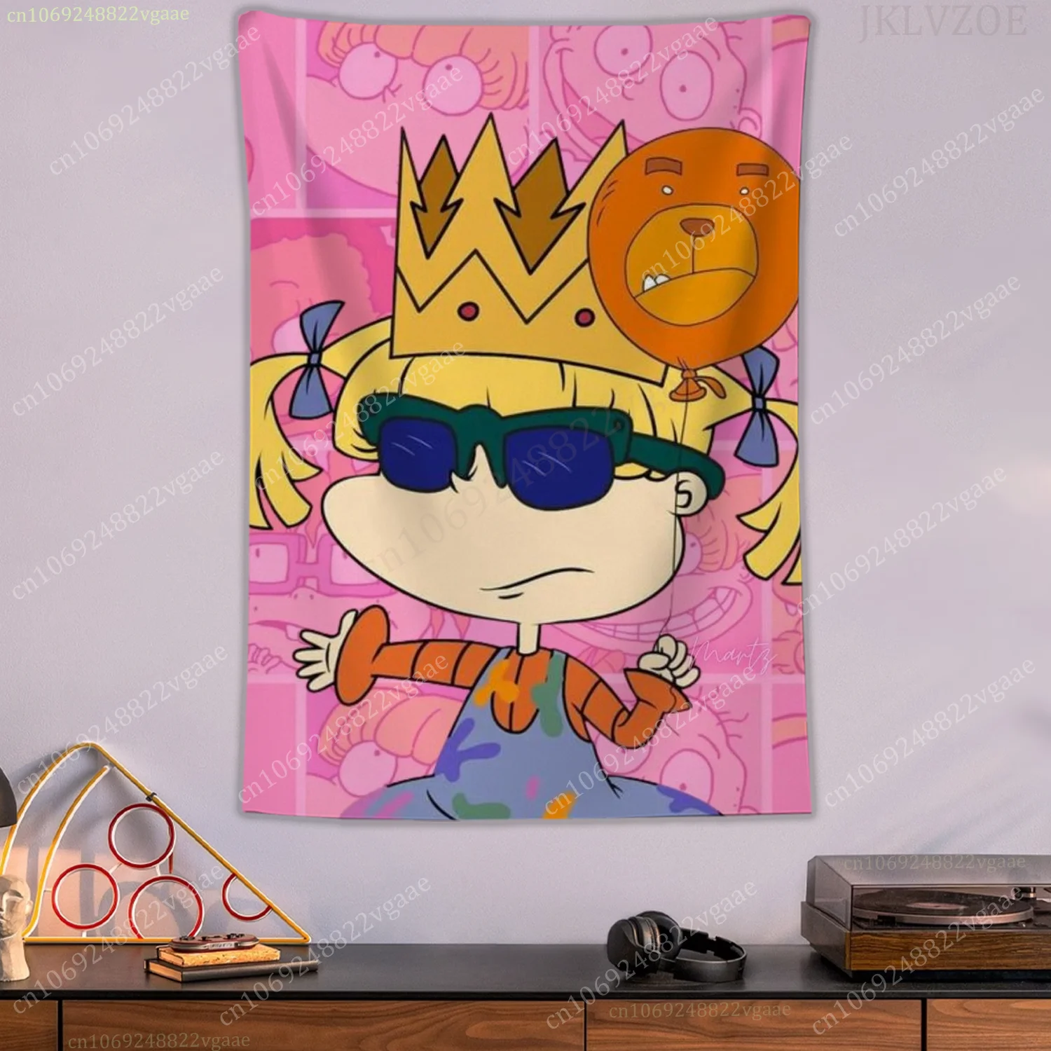 Rugrats نسيج تومي المخلل ملصق جدار المفروشات لغرفة النوم الديكور الجمالية Tapices العلم Reptar خلفية الكتابة على الجدران