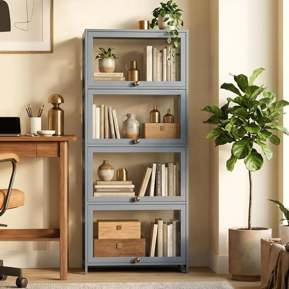4-Tier Acrylic Display Case for Collectibles, Clear Showcase Cabinet, Suitable for Living Room, Bedroom, Office, 13L x 23.5W x 5 view 3