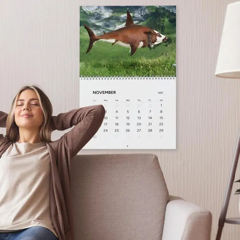 Calendario de pared 2025 Calendario de animales divertidos Calendario mensual Planificador de pared 2025 de enero de diciembre de 2025, animales híbridos Calendario de 12 meses 2025