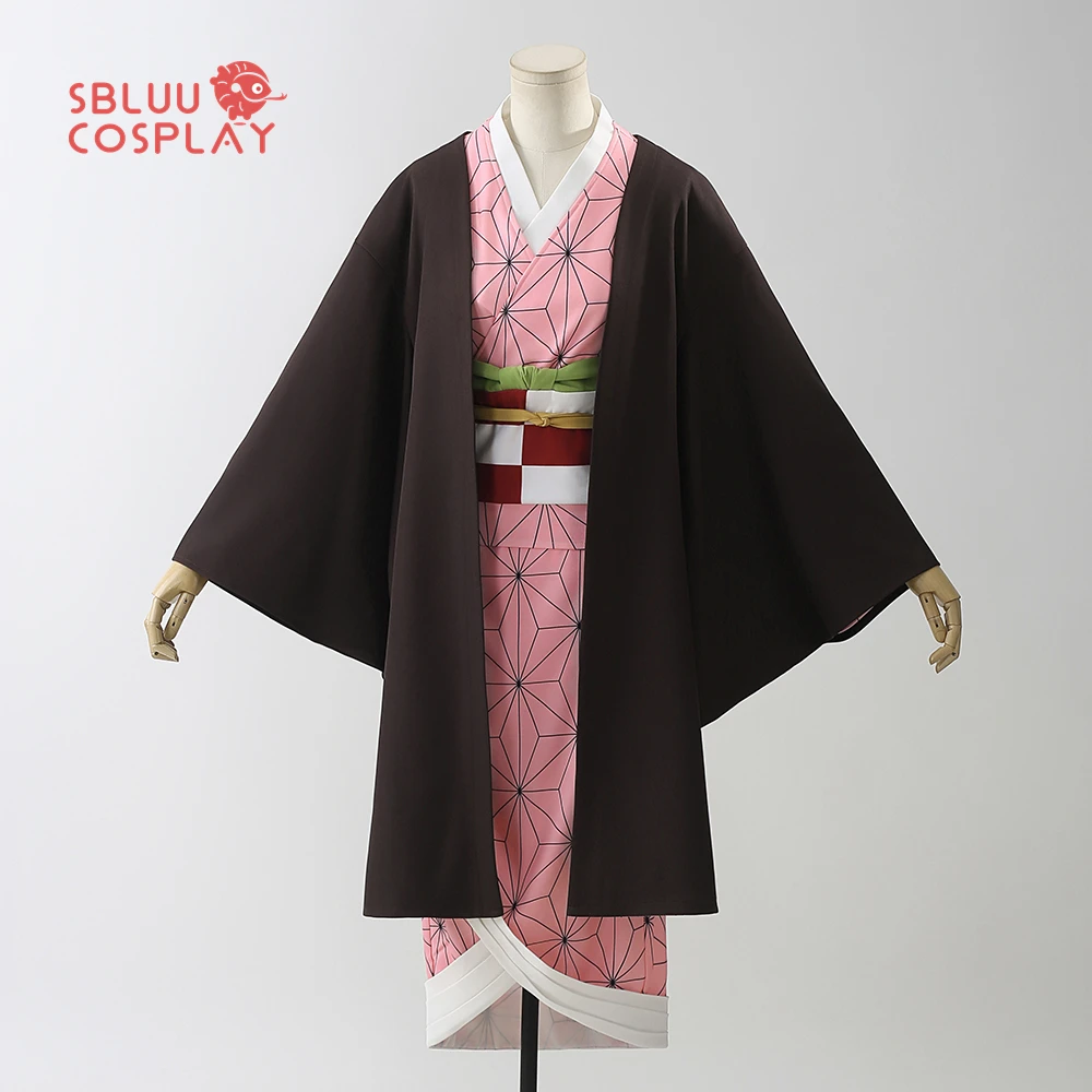 SBluuCosplay Nezuko Cosplay Adult High Quality SR Bamboo Tube Prop Deep Brown Haori Halloween Costume Christmas Gift Outfit