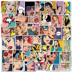 10/30/50/100pcs Retro Pop Style Comic Girls Stickers Cartoon Art Graffiti Decals DIY Phone Luggage Skateboard Waterproof Sticker