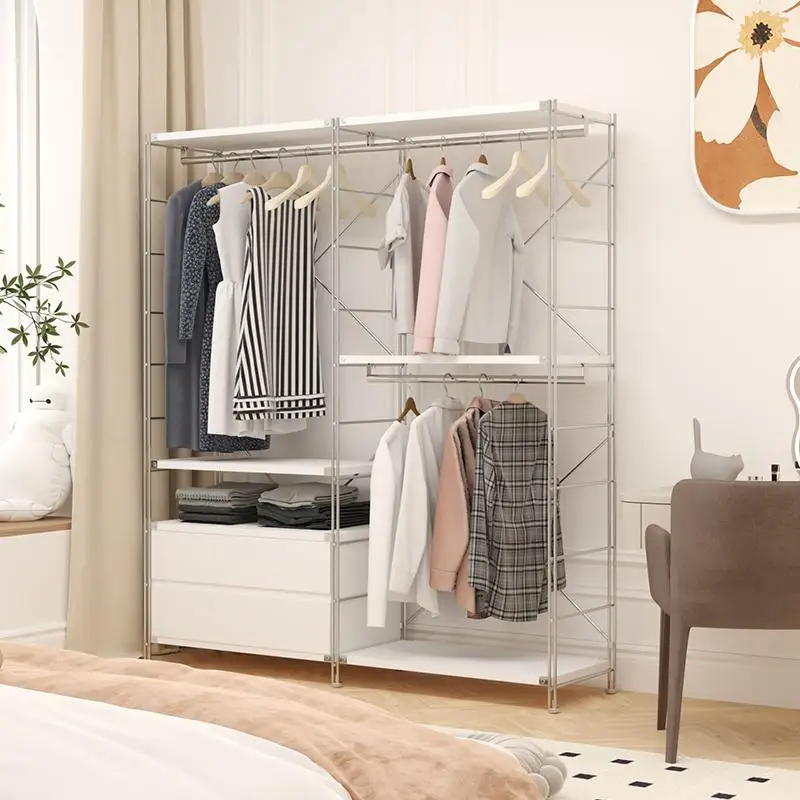 

Open wardrobe home bedroom floor-to-ceiling walk-in coat rack hanger combination clothes rack