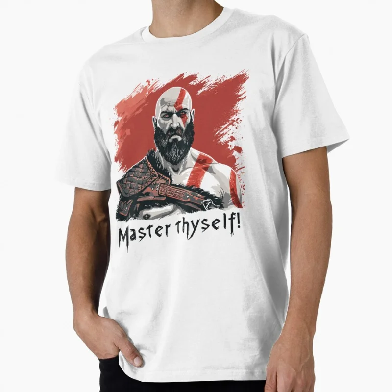 Master thyself! Kratos God Of War Graphic Tee Norse mythology Video game gift t shirt for man 100% cotton All size top S-6XL