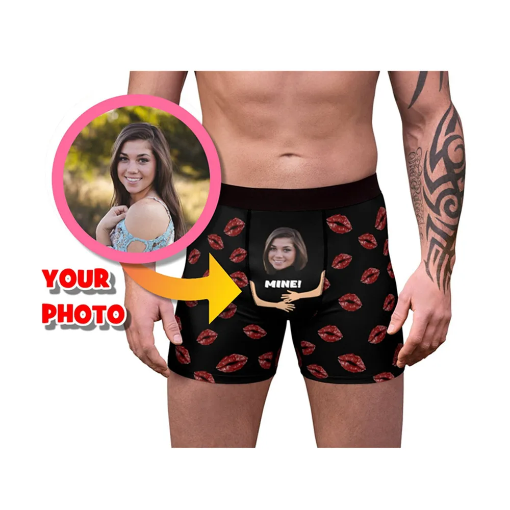 Face Photo on Underwear Wedding Anniversary Valentine's Day Gift, Custom Face Boxers, Personalized Photo Men's Brief, Funny Face