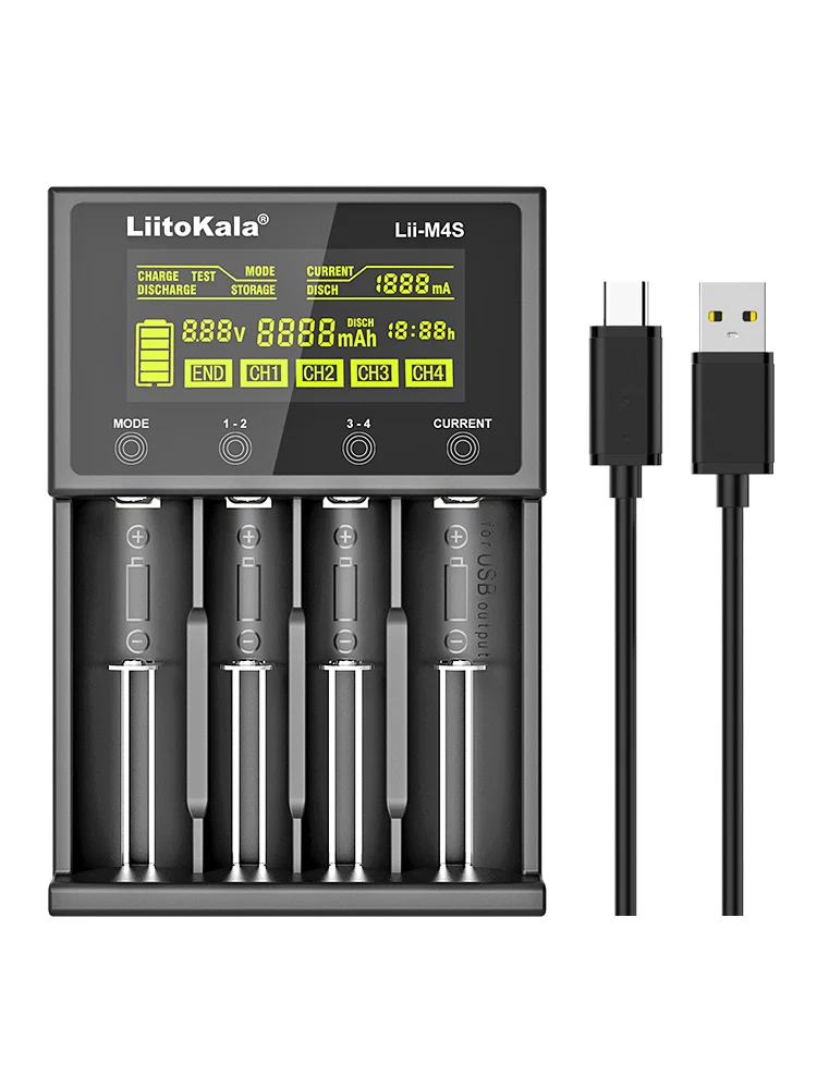 LiitoKala Lii-M4S Lii-402 18650 LCD Multifunctional Battery Charger For 3.7V 26650 21700 14500 Fast charging Smart Charger