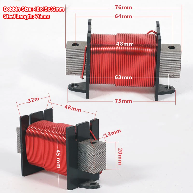 1pcs 2.4mH-8mH Audio Amplifier Speaker Crossover Inductor With Iron Core 4N Oxygen-Free Copper Wire Coil 48x45x32mm