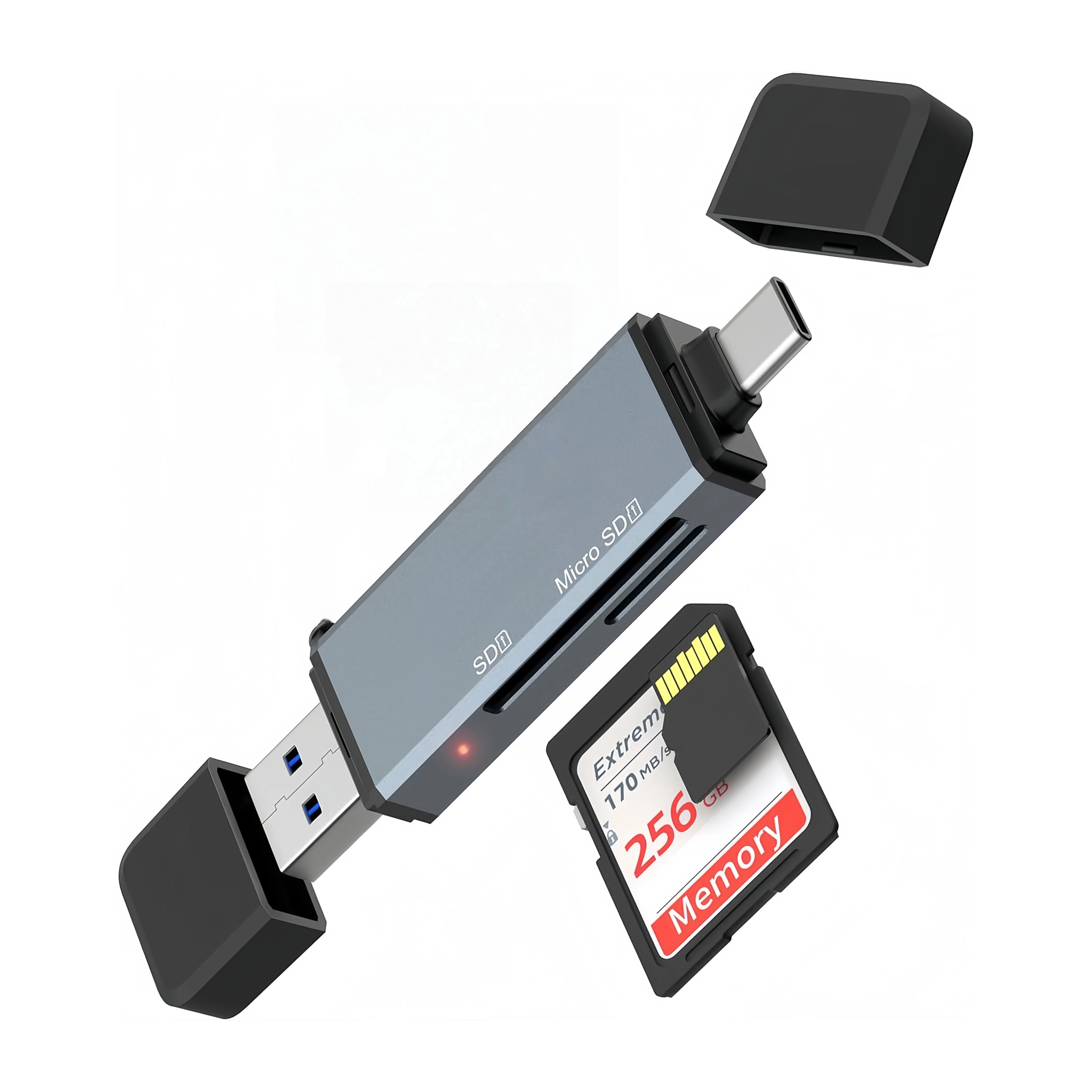 

10 шт. интеллектуальный адаптер USB C для TF, совместимый с интерфейсом Type-C, поддерживает SD и TF-карты, прочный алюминиевый материал