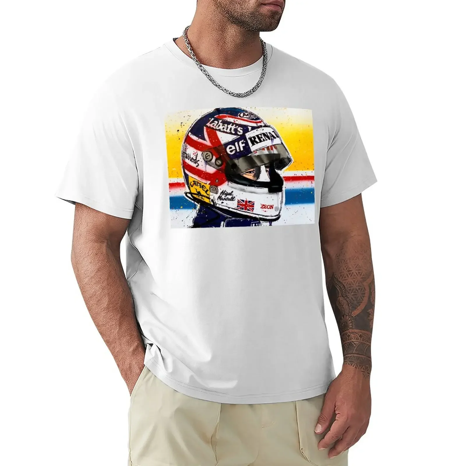 Blank man mens funny t shirts Nigel Mansell - Williams graffiti painting by DRAutoArt T-Shirt graphic men clothing oversized