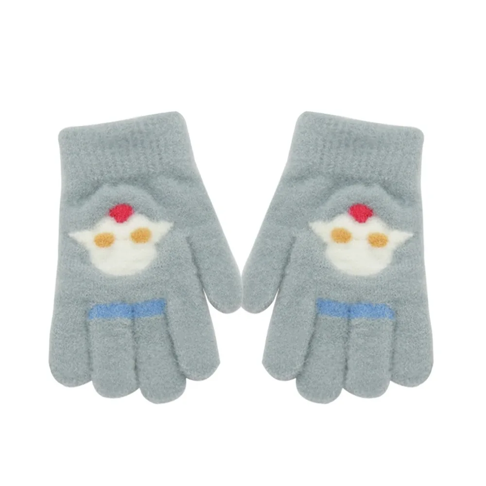 

4-12 Years Old Winter Thicken Velvet Children Knitted Gloves Elastic Soft Winter Warm Gloves Keep Warm Cute Kids Gloves