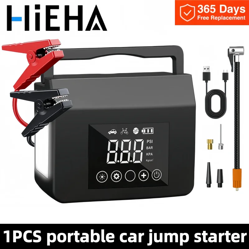 Jump Starter 4000A Portable Car Battery Booster with 150 PSI Air Compressor, 15000mAh 12V Vehicle Jump Starter Pack Tire Inflator Power Bank HIEHA L8