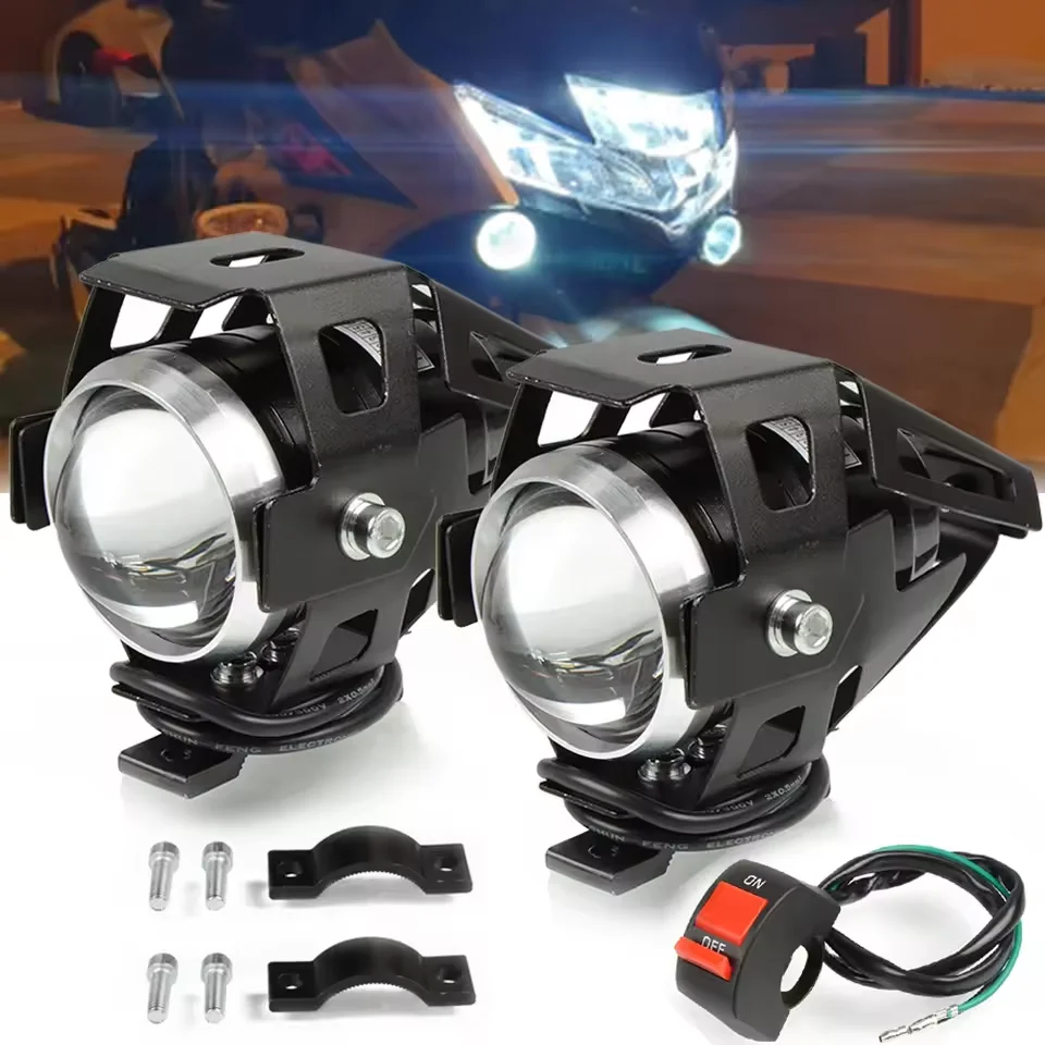 

2PCS Universal Motorcycle Headlights 60W Motorbike Headlamp Auxiliary lighting 6000K Pure White Spotlights Fog Head Light 12V