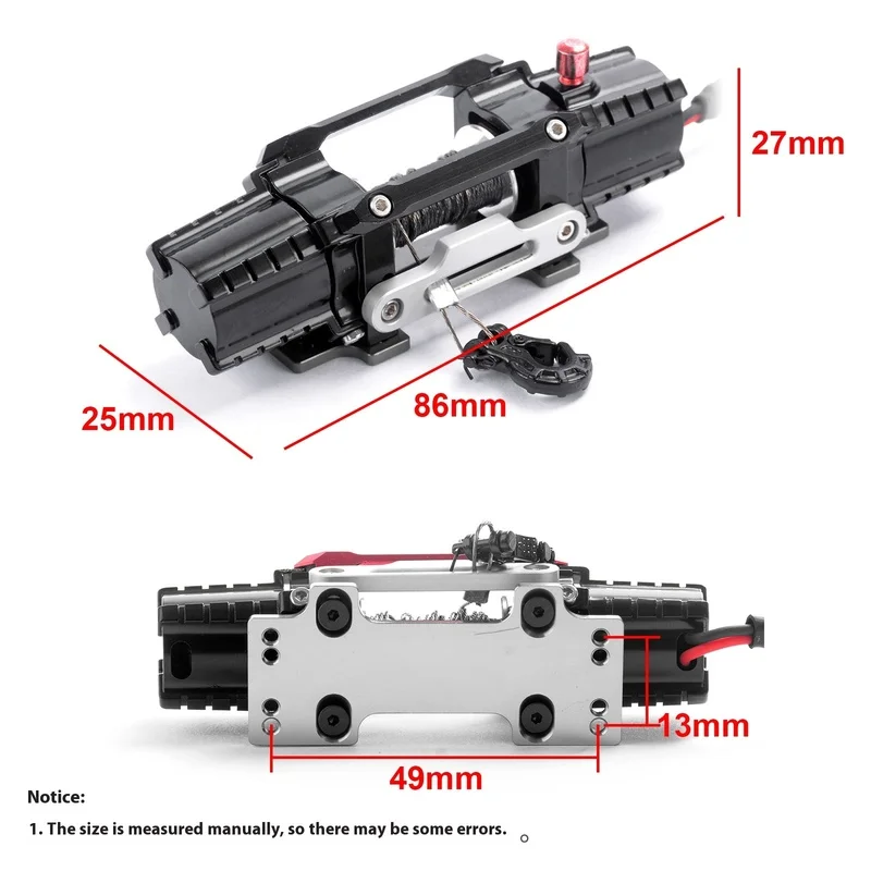Acessórios de atualização de metal para carro de controle remoto 1:7 1:8 Mk07 Yk4082 4083 Carro de escalada Simulado Guincho elétrico Material de fio de metal